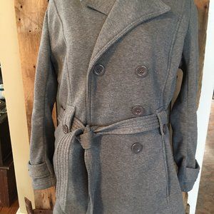 Ambiance "fleece" peacoat grey button and belt 1X